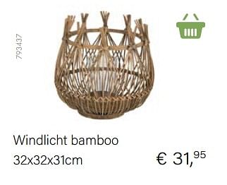 Aanbiedingen Windlicht bamboo - Huismerk - Multi Bazar - Geldig van 14/03/2021 tot 31/05/2021 bij Multi Bazar