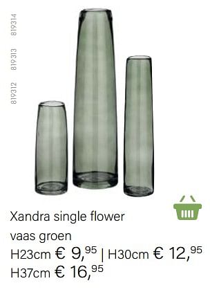 Aanbiedingen Xandra single flower vaas groen - Huismerk - Multi Bazar - Geldig van 14/03/2021 tot 31/05/2021 bij Multi Bazar