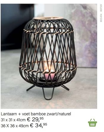 Aanbiedingen Lantaarn + voet bamboe zwart-naturel - Huismerk - Multi Bazar - Geldig van 14/03/2021 tot 31/05/2021 bij Multi Bazar