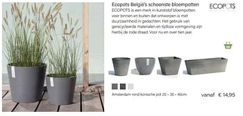 Aanbiedingen Amsterdam rond konische pot - Ecopots - Geldig van 14/03/2021 tot 31/05/2021 bij Multi Bazar