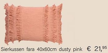 Aanbiedingen Sierkussen fara 40x60cm dusty pink - Huismerk - Multi Bazar - Geldig van 14/03/2021 tot 31/05/2021 bij Multi Bazar
