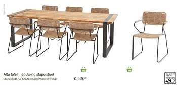 Aanbiedingen Alto stapelstoel rvs poedercoated-naturel wicker - Huismerk - Multi Bazar - Geldig van 14/03/2021 tot 31/05/2021 bij Multi Bazar