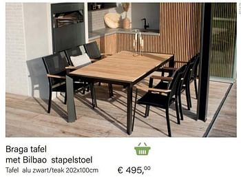 Aanbiedingen Braga tafel alu zwart-teak 202x100cm - Garden Impressions - Geldig van 14/03/2021 tot 31/05/2021 bij Multi Bazar