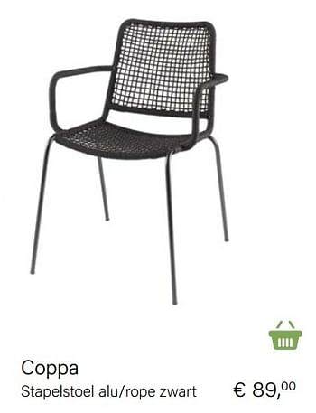 Aanbiedingen Coppa stapelstoel alu-rope zwart - Huismerk - Multi Bazar - Geldig van 14/03/2021 tot 31/05/2021 bij Multi Bazar