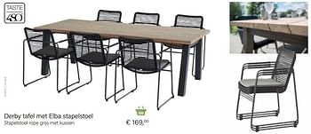 Aanbiedingen Elba stapelstoel rope grijs met kussen - Taste 480 - Geldig van 14/03/2021 tot 31/05/2021 bij Multi Bazar