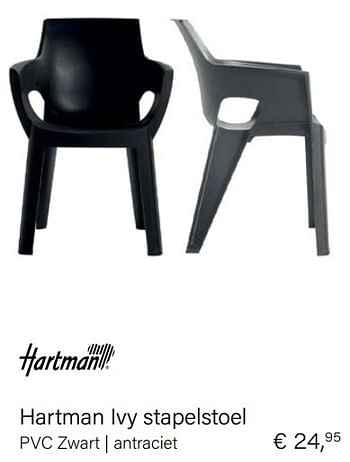 Aanbiedingen Hartman ivy stapelstoel pvc zwart antraciet - Hartman - Geldig van 14/03/2021 tot 31/05/2021 bij Multi Bazar