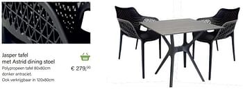 Aanbiedingen Jasper polypropeen tafel 80x80cm donker antraciet. - Huismerk - Multi Bazar - Geldig van 14/03/2021 tot 31/05/2021 bij Multi Bazar