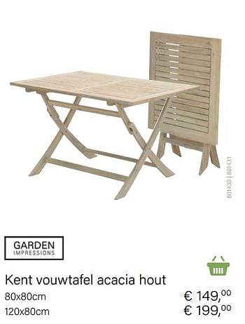 Aanbiedingen Kent vouwtafel acacia hout - Garden Impressions - Geldig van 14/03/2021 tot 31/05/2021 bij Multi Bazar
