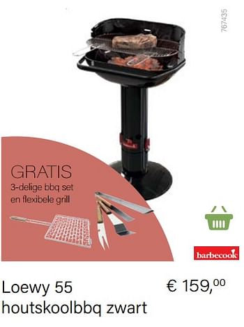 Aanbiedingen Loewy 55 houtskoolbbq zwart - Barbecook - Geldig van 14/03/2021 tot 31/05/2021 bij Multi Bazar