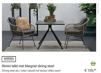 Aanbiedingen Margriet dining stoel alu - rotan naturel incl kussen reflex zwart - Garden Impressions - Geldig van 14/03/2021 tot 31/05/2021 bij Multi Bazar