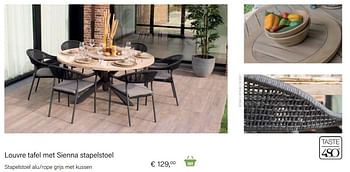 Aanbiedingen Sienna stapelstoel alu-rope grijs met kussen - Taste 480 - Geldig van 14/03/2021 tot 31/05/2021 bij Multi Bazar