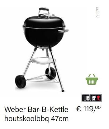 Aanbiedingen Weber bar-b-kettle houtskoolbbq 47cm - Weber - Geldig van 14/03/2021 tot 31/05/2021 bij Multi Bazar
