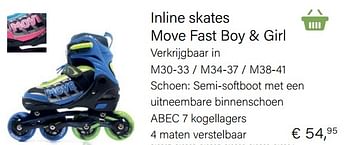 Aanbiedingen Inline skates move fast boy + gir - Move - Geldig van 14/03/2021 tot 31/05/2021 bij Multi Bazar