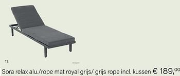 Aanbiedingen Sora relax alu.-rope mat royal grijs- grijs rope incl. kussen - Huismerk - Multi Bazar - Geldig van 14/03/2021 tot 31/05/2021 bij Multi Bazar