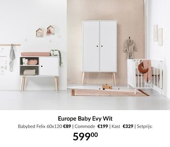 Aanbiedingen Europe baby evy wit - Europe baby - Geldig van 16/03/2021 tot 12/04/2021 bij Babypark