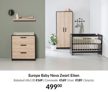 Aanbiedingen Europe baby nova zwart eiken - Europe baby - Geldig van 16/03/2021 tot 12/04/2021 bij Babypark