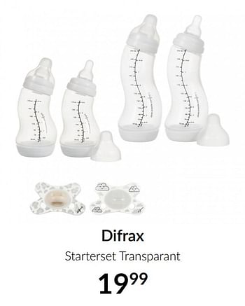 Aanbiedingen Difrax starterset transparant - Difrax - Geldig van 16/03/2021 tot 12/04/2021 bij Babypark