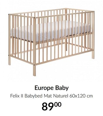 Aanbiedingen Europe baby felix ii babybed mat naturel - Europe baby - Geldig van 16/03/2021 tot 12/04/2021 bij Babypark