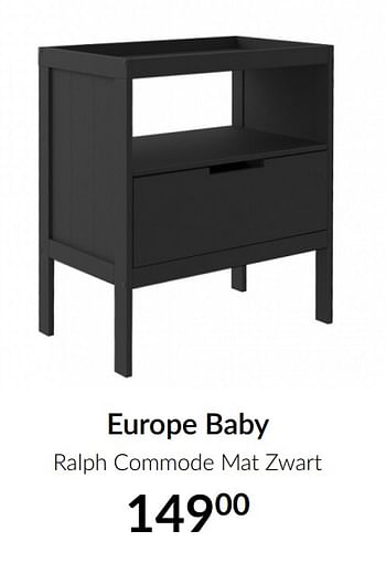 Aanbiedingen Europe baby ralph commode mat zwart - Europe baby - Geldig van 16/03/2021 tot 12/04/2021 bij Babypark