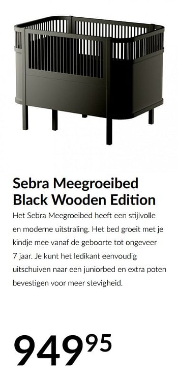 Aanbiedingen Sebra meegroeibed black wooden edition - Sebra - Geldig van 16/03/2021 tot 12/04/2021 bij Babypark