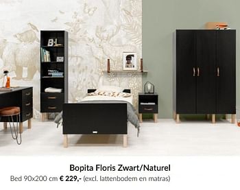 Aanbiedingen Bopita floris zwart-naturel bed - Bopita - Geldig van 16/03/2021 tot 12/04/2021 bij Babypark