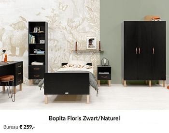 Aanbiedingen Bopita floris zwart-naturel bureau - Bopita - Geldig van 16/03/2021 tot 12/04/2021 bij Babypark