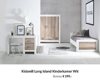 Aanbiedingen Kidsmill long island kinderkamer wit bureau - Kidsmill - Geldig van 16/03/2021 tot 12/04/2021 bij Babypark