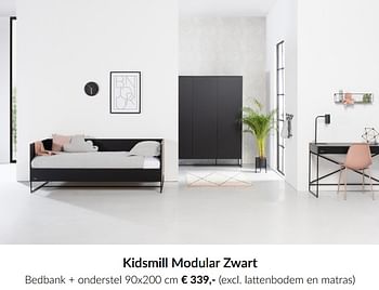 Aanbiedingen Kidsmill modular zwart bedbank + onderstel - Kidsmill - Geldig van 16/03/2021 tot 12/04/2021 bij Babypark