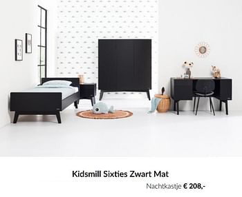 Aanbiedingen Kidsmill sixties zwart mat nachtkastje - Kidsmill - Geldig van 16/03/2021 tot 12/04/2021 bij Babypark