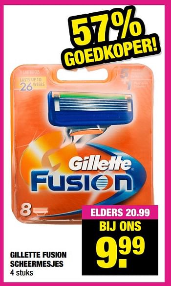 Aanbiedingen Gillette fusion scheermesjes - Gillette - Geldig van 15/03/2021 tot 28/03/2021 bij Big Bazar