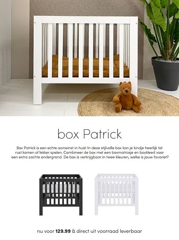 Aanbiedingen Box patrick - Huismerk - Baby &amp; Tiener Megastore - Geldig van 21/03/2021 tot 27/03/2021 bij Baby & Tiener Megastore