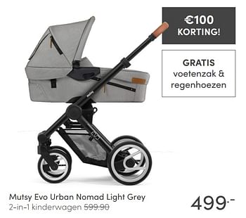 Aanbiedingen Mutsy evo urban nomad light grey 2-in-1 kinderwagen - Mutsy - Geldig van 21/03/2021 tot 27/03/2021 bij Baby & Tiener Megastore