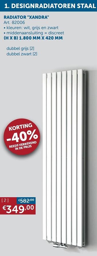 Aanbiedingen Designradiatoren staal radiator xandra - Geldig van 30/03/2021 tot 26/04/2021 bij Zelfbouwmarkt