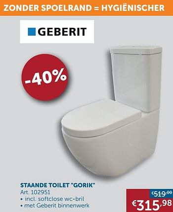 Aanbiedingen Staande toilet gorik - Geberit - Geldig van 30/03/2021 tot 26/04/2021 bij Zelfbouwmarkt