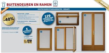 Aanbiedingen Houten ramen standaardmaten - meranti 2-vleugel raam - Geldig van 30/03/2021 tot 26/04/2021 bij Zelfbouwmarkt