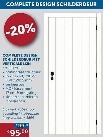 Aanbiedingen Complete design schilderdeur met verticale lijn - Geldig van 30/03/2021 tot 26/04/2021 bij Zelfbouwmarkt