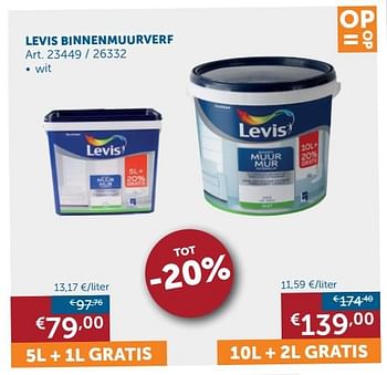 Aanbiedingen Levis binnenmuurverf - Levis - Geldig van 30/03/2021 tot 26/04/2021 bij Zelfbouwmarkt