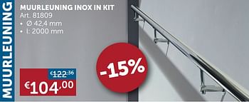 Aanbiedingen Muurleuning inox in kit - Levis - Geldig van 30/03/2021 tot 26/04/2021 bij Zelfbouwmarkt
