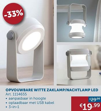 Aanbiedingen Opvouwbare witte zaklamp-nachtlamp led - Geldig van 30/03/2021 tot 26/04/2021 bij Zelfbouwmarkt