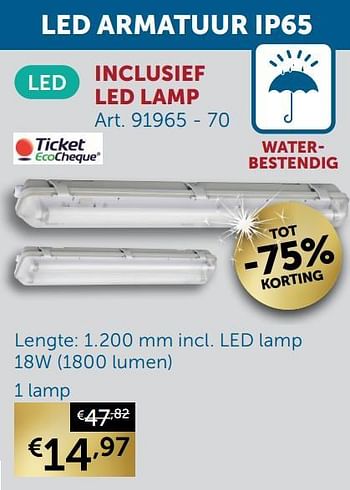 Aanbiedingen Led armatuur ip65 1 lamp - Geldig van 30/03/2021 tot 26/04/2021 bij Zelfbouwmarkt