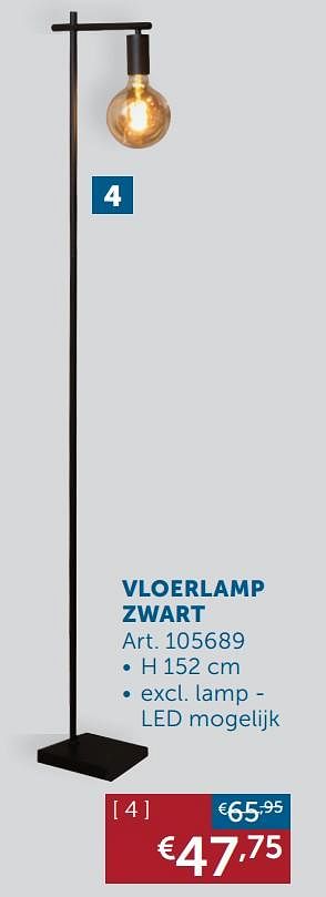 Aanbiedingen Vloerlamp zwart - Geldig van 30/03/2021 tot 26/04/2021 bij Zelfbouwmarkt