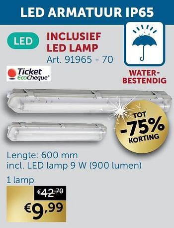 Aanbiedingen Waterdichte led armatuur ip65 1 lamp - Geldig van 30/03/2021 tot 26/04/2021 bij Zelfbouwmarkt