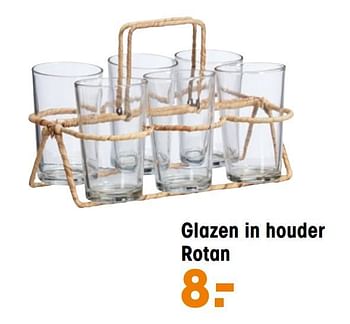 Aanbiedingen Glazen in houder rotan - Huismerk - Kwantum - Geldig van 29/03/2021 tot 11/04/2021 bij Kwantum