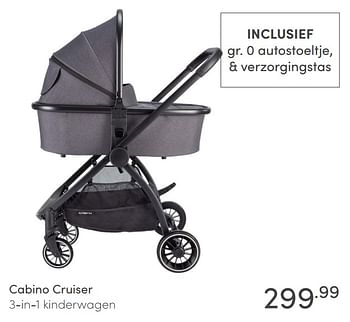 Aanbiedingen Cabino cruiser 3-in-1 kinderwagen - Cabino - Geldig van 28/03/2021 tot 03/04/2021 bij Baby & Tiener Megastore