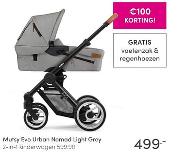 Aanbiedingen Mutsy evo urban nomad light grey 2-in-1 kinderwagen - Mutsy - Geldig van 28/03/2021 tot 03/04/2021 bij Baby & Tiener Megastore