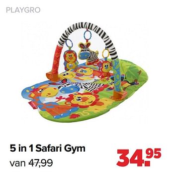Aanbiedingen 5 in 1 safari gym - Playgro - Geldig van 22/03/2021 tot 17/04/2021 bij Baby-Dump