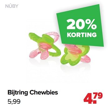Aanbiedingen Bijtring chewbies - Nuby - Geldig van 22/03/2021 tot 17/04/2021 bij Baby-Dump