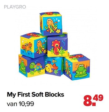 Aanbiedingen My first soft blocks - Playgro - Geldig van 22/03/2021 tot 17/04/2021 bij Baby-Dump