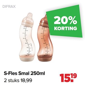 Aanbiedingen S-fles smal - Difrax - Geldig van 22/03/2021 tot 17/04/2021 bij Baby-Dump