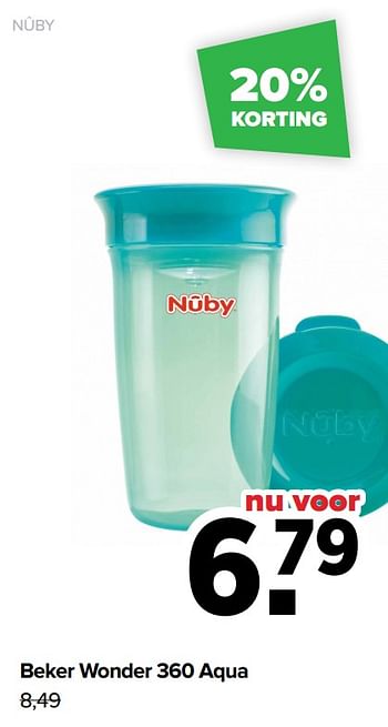 Aanbiedingen Beker wonder 360 aqua - Nuby - Geldig van 22/03/2021 tot 17/04/2021 bij Baby-Dump